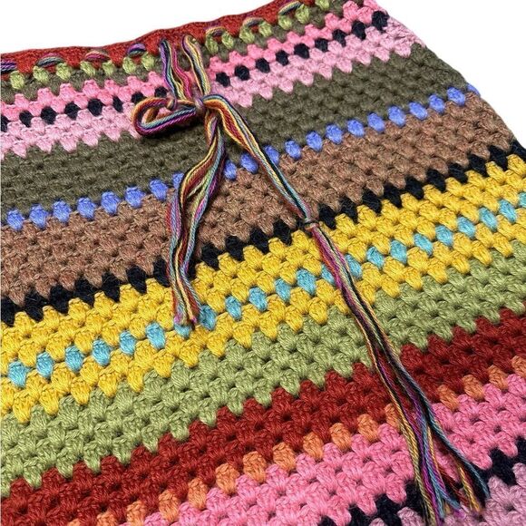 James Coviello x Anna Sui RARE Granny Knit Striped 100% Alpaca Knit Skirt Size S - Picture 8 of 10